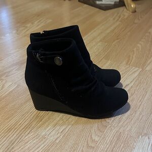 Elegant Black Wedge Ankle Booties